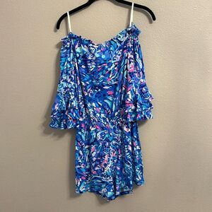 Lilly Pulitzer Blue/Hot Pink Romper Size XS